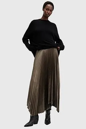 AllSaints Lerin Metallic Asymmetric Maxi Skirt