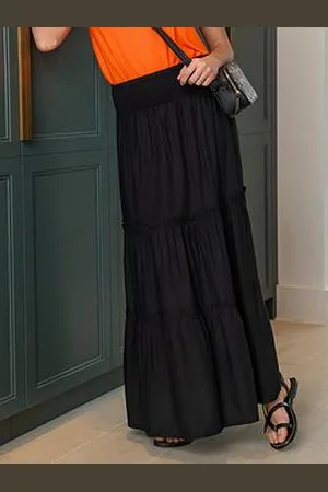 Pour Moi Tahlia Woven Frill Tiered Maxi Skirt With Lenzing&Trade; Ecovero&Trade; Viscose Fibres