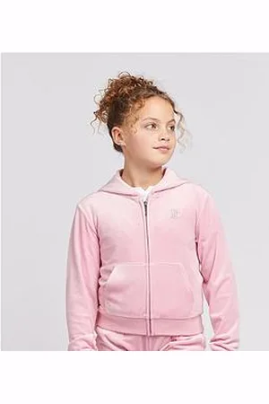 Juicy Couture Girls Mini Diamante Velour Zip Through Hoodie