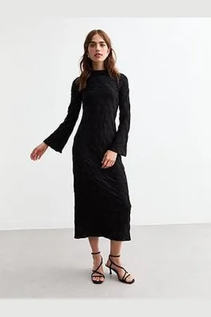 New Look Textured Long Sleeve Midaxi Dress
