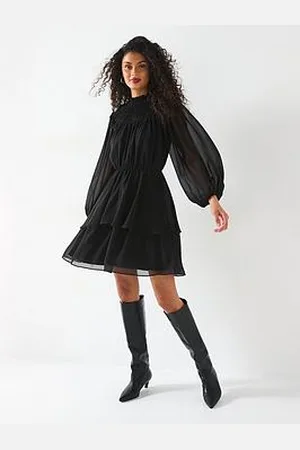 Very Sheered Ruffle Mini Skater Dress