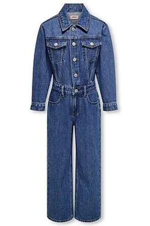 ONLY Girls Denim Long Sleeve Jumpsuit - Medium Denim
