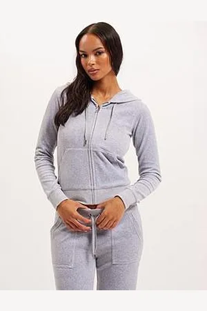 Juicy Couture Classic Velour Fitted Hoodie With Tonal Jc Embroidery