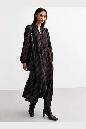 New Look Striped Shirt Smock Dress - Black