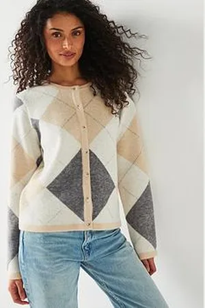 Very Crew Neck Argyle Cardigan