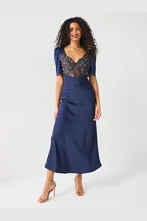 Very Lace Corset Satin Midaxi Dress