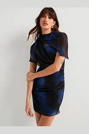 Very Ruched Drape Mini Dress Print