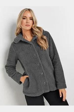 Long Tall Sally Button Borg Teddy Fleece Jacket