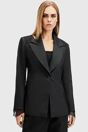 AllSaints Lacey Tailored Lace Trim Blazer