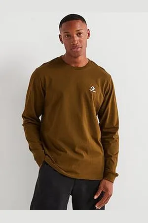 Converse Standard Fit Left Chest Star Chev Emb Long Sleeve T-Shirt - Khaki