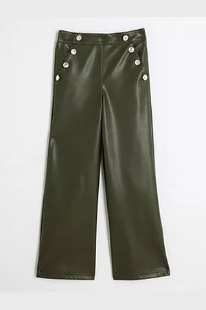 River Island Faux Leather Wide Leg Trousers
