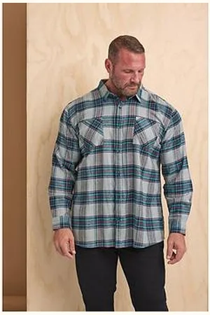 BAD RHINO Big & Tall Brushed Checked Long Sleeve Shirt