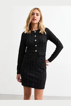 New Look Metallic Long Sleeve BouclÉ Mini Dress