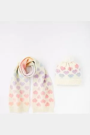 Very Girls 2 Piece Heart Hat And Scarf Set