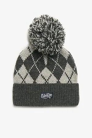 Superdry Argyle Knitted Bobble Beanie Hat