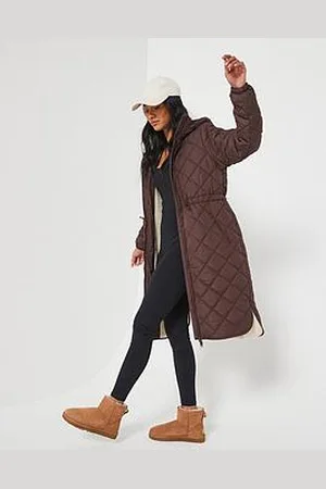 Very Quilted Hooded Coat With Borg Lining