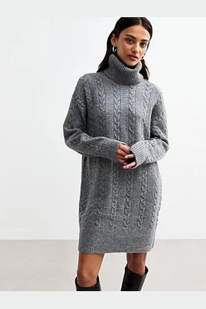 New Look Cable Roll Neck Knit Mini Dress