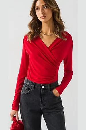 VERO MODA V-Neck Ruched Detail Long Sleeve Bodysuit