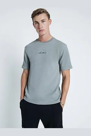 River Island Short Sleeve Slim Fit Embossed T-Shirt