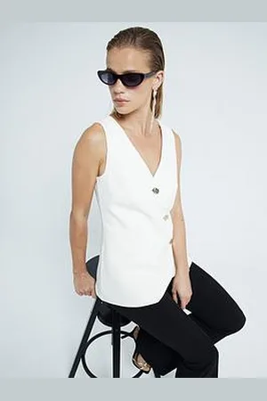 River Island Asymmetric Waistcoat With Buttons