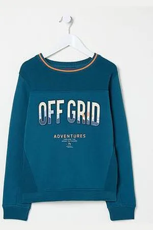 Fat Face Boys Off Grid Crew Sweat - Dark Teal