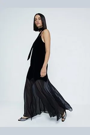 River Island Velvet Chiffon Maxi Dress