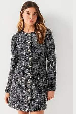 Very Boucle Button Through Mini Dress