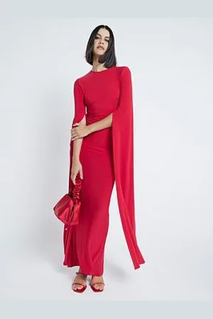 River Island Flare Split Sleeve Maxi Dress - Bright