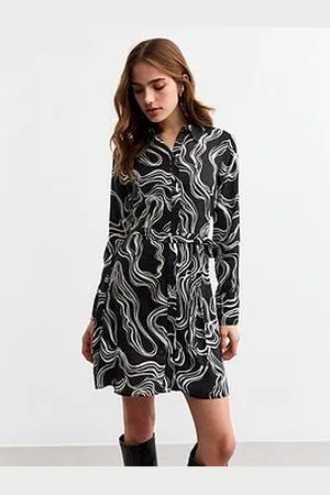 New Look Black Ed Mini Shirt Dress