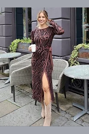 Style Cheat Animal Print Wrap Midi Dress