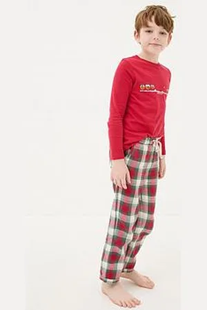 Fat Face Kids Family Christmas Check Pyjama Set
