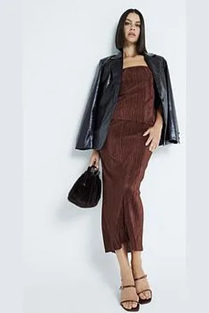 River Island Plisse Midi Skirt Set - Dark