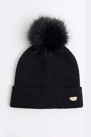 River Island Girls Oversized Pom Pom Beanie