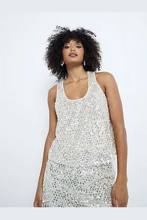 River Island Sequin Racer Tank Top