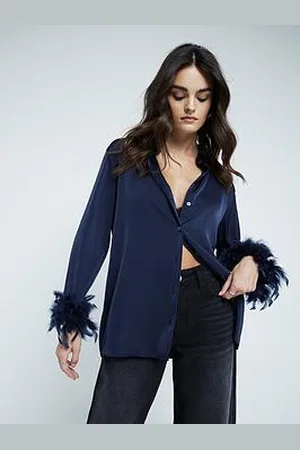 River Island Feather Cuff Oversized Shirt