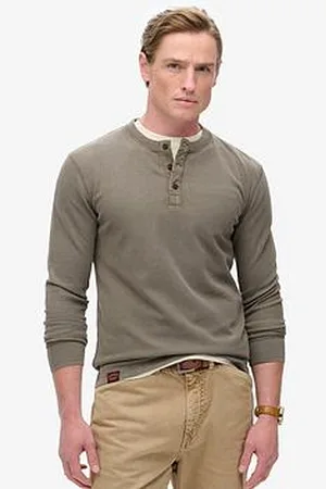 Superdry Textured Long Sleeve Henley Regular Fit T-Shirt