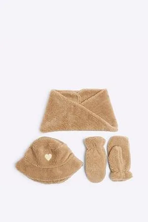 River Island Girls Borg Bucket Hat Bundle