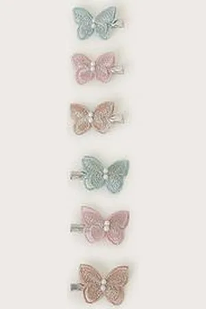 Monsoon Girls 6-Pack Embroidered Butterfly Hair Clips