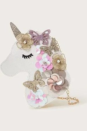 Monsoon Girls Ella Sequin Flower Unicorn Bag - Ivory