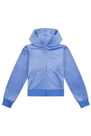 Juicy Couture Girls Diamante Velour Zip Through Hoodie