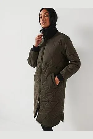 Very Longerline Onion Quilted Coat - Olive