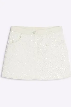 River Island Girls Sequin Twill Skirt