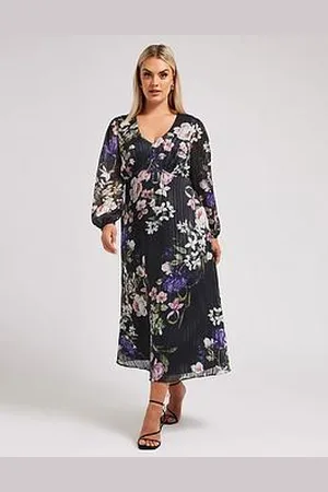 Yours Curve Satin Large Floral Midaxi Dress