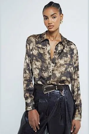 River Island Satin Printed Longline Shirt
