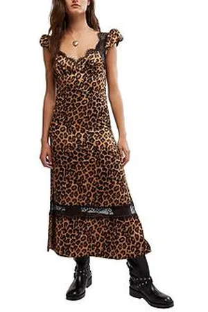 Free People Foolish Leopard Printed Midi Dress