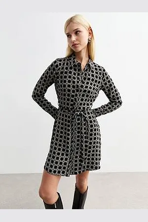 New Look Black Chain Mini Shirt Dress