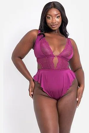 Curvy Kate Scantilly By After Hours Stretch Lace Teddy - Orchid