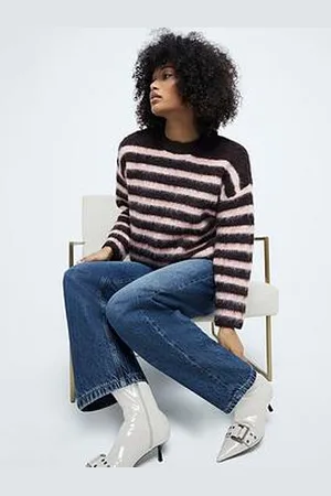 River Island Stripe Hairy Jumper - Dark