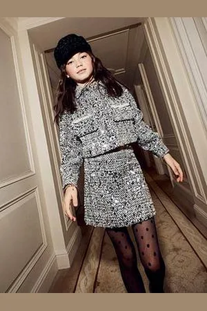 River Island Girls Sequin Boucle Skirt