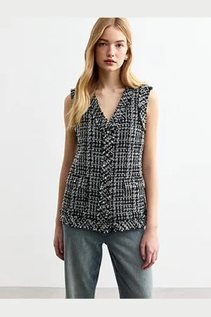 New Look Black Checked BouclÉ Waistcoat